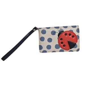 Y2K Ladybug Wristlet Retro Relic Blue Polka Dot Mini Bag Cute Coquette Vintage